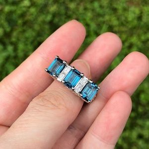 Sterling Silver Judith Ripka Blue Topaz & CZ Ring